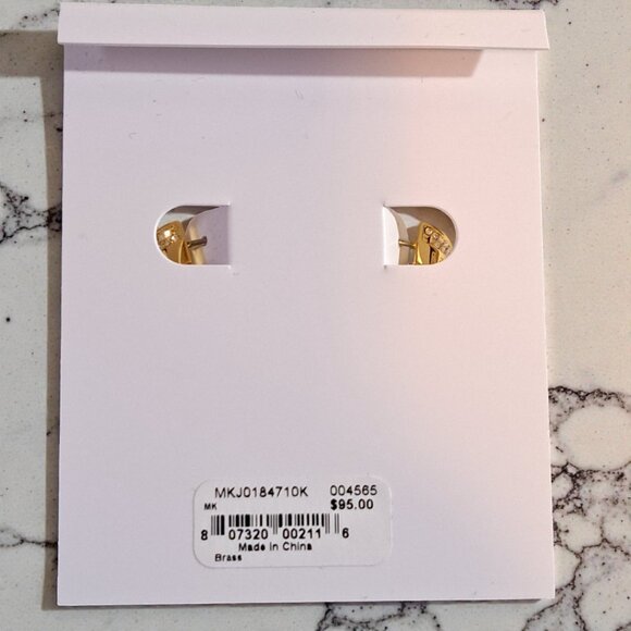 Michael Kors Huggie Gold Rhinestone Earrings NWT - Picture 8 of 8